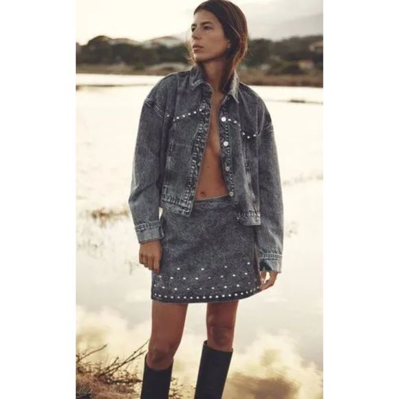 ZARA STUDDED Z1975 DENIM JACKET - Picture 5 of 9